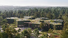 Vizualizace administrativního centra Les� �R v Hradci Králové.