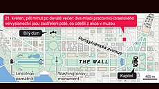 Mapa s místem atentátu ve Washingtonu