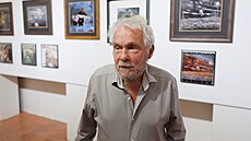 Jan Saudek pi píleitosti vernisáe výstavy Osud v Novomstské radnici.