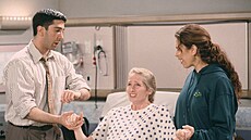 David Schwimmer, Jane Sibbettová a Jessica Hechtová v seriálu Pátelé (1994)
