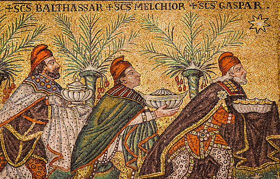 V�bec poprvé jsou tu ozna�eni t�i králové (podle staré tradice mágové) známými...