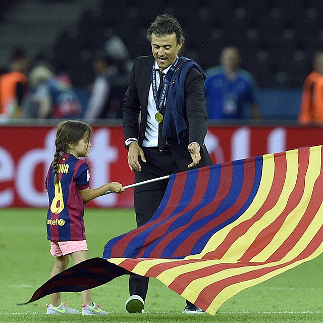 Luis Enrique s dcerou Xanou po triumfu v Lize mistr.