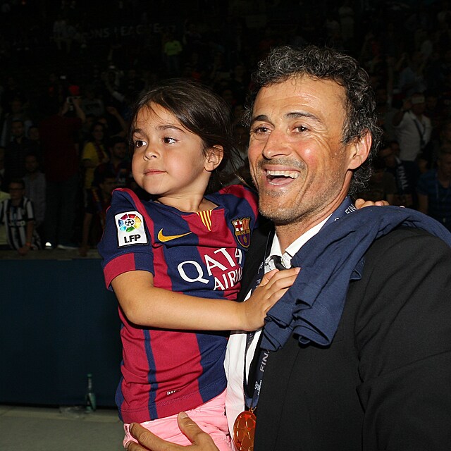 Luis Enrique s dcerou Xanou po triumfu v Lize mistr.
