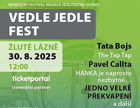 Vedle Jedle Fest v srpnu oslaví 30. srpna 2025 35. výroí Nadace Jedlikova...