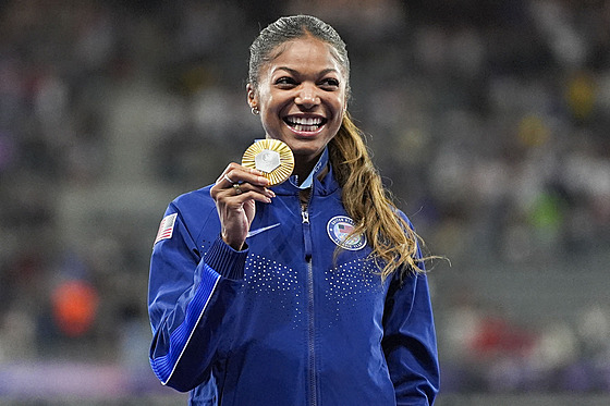 Gabby Thomasová na olympijských hrách v Paíi.