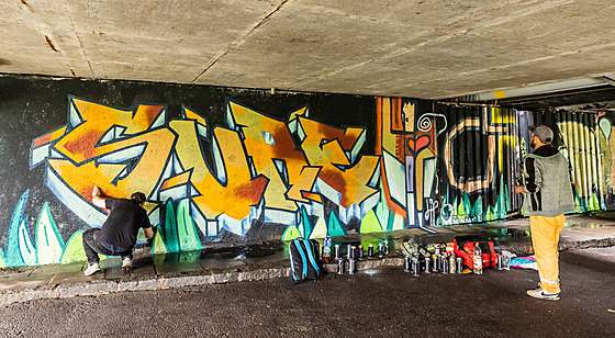 Streetartový Festival Spray ´n´ chill u Labského mostu v Hradci Králové...