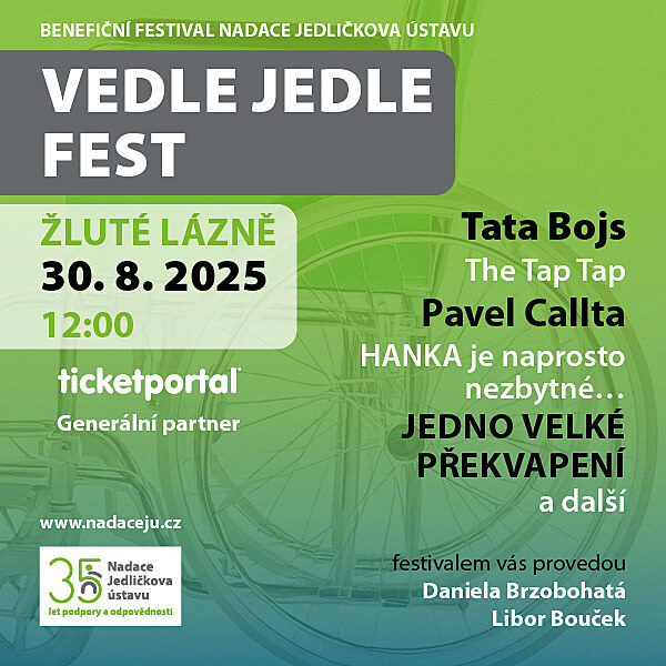 Vedle Jedle Fest v srpnu oslaví 30. srpna 2025 35. výroí Nadace Jedlikova...