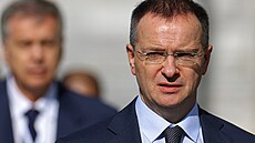 Vedoucí ruské delegace a poradce prezidenta Vladimir Medinskij hovoí s...