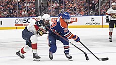 Tomá� Nosek v souboji o puk s Connorem Brownem.