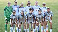 Základní sestava eských fotbalistek v zápase v Albánii.