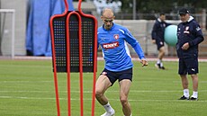 Václav erný na tréninku eské reprezentace.
