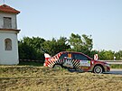 Atraktivn moment na trati Agrotec rally Hustopee v roce 2010. K zvodu...
