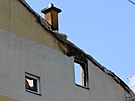 Nsledky poru stechy bytovho domu v brnnskch Chrlicch (12. ervna 2025)