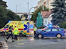 V Hostivai se po srce s jinm autem pevrtila sanitka. (15. ervna 2025)