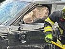 Havrie vozidla zablokovala Touimskou ulici v Praze. (19. ervna 2025)