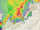 Radarov snmek zachycujc meteorologickou situaci na vchodn Morav ve...