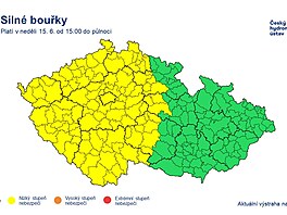 Výstraha HMÚ ped silnými boukami (15. ervna 2025)