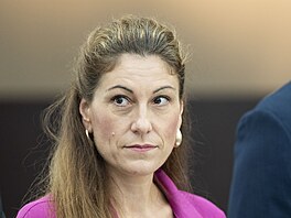 Tisková konference ministryn spravedlnosti E. Decroix a námstk K. Dvoáka a...