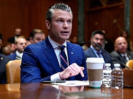 Americký ministr obrany Pete Hegseth bhem slyení v Senátu. (11. ervna 2025)
