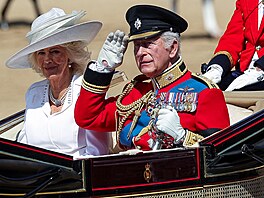Karel III. s chotí Camillou (Trooping the Colour 14. ervna 2025)