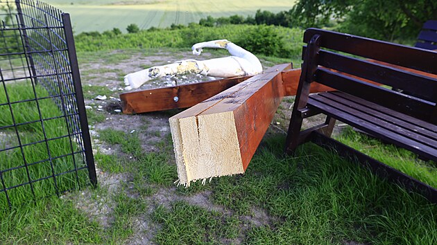 Znien socha da na Frankovku nedaleko Velklch Pavlovic. Znzorovala Jee s pohrkem vna. (17. ervna 2025)