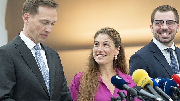 Tiskov konference ministryn spravedlnosti E. Decroix a nmstk K. Dvoka a V. Anzenbachera k dalm krokm ministerstva spravedlnosti v tzv. bitcoinov kauze. (17. ervna 2025)