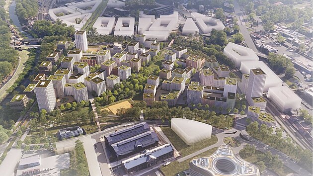 Takto by mla vypadat ostravsk tvr ofinka podle jednoho z vtznch nvrh, jen je dlem eskho ateliru Pavel Hnilika Architects + Planners.
