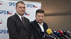 Tisková konference SPD s Tomiem Okamurou a Radimem Fialou. (17. ervna 2025)