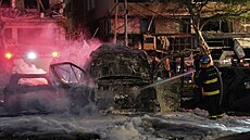 Následky íránského noního útoku na Izrael v Tel Avivu. (16. ervna 2025)