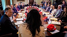 �éfka amerických tajných slu�eb Tulsi Gabbardová (na zasedání vládního kabinetu...