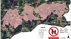 Mapka území mezi Mosty z Jablunkova, Hravou a Bukovcem na Jablunkovsku, kde je...