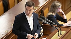 Pedseda SPD Tomio Okamura ped hlasováním o nedve vlád (17. ervna 2025)