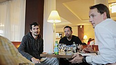Marián iovský (vlevo) a Pavel Horváth (uprosted) bhem rozhovoru pro MF DNES.