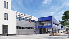Vizualizace budoucí podoby nového zimního stadionu, Uherské Hradi�t� (�erven...