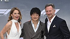 Geri Hornerová, Yuki Tsunoda a Christian Horner v New Yorku na premiée filmu...