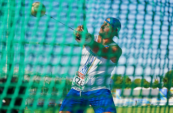 Kladivá� Volodymyr Myslyv�uk na mistrovství Evropy dru�stev v Madridu.