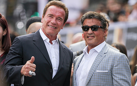 Arnold Schwarzenegger a Sylvester Stallone (Los Angeles, 28. ervna 2015)