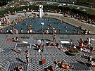 Plavecký stadion Podolí v Praze. Stadion nabízí dva venkovní bazény (50 m a 33...