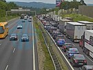 Kolona na D1 u Humpolce. (27. ervna 2025)