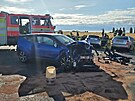 U Bevr na Kolnsku se stetly ti osobn automobily. tyi eny skonily v...