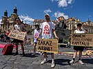 Nkolik destek lid na Staromstskm nmst v Praze protestovalo proti...