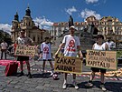Nkolik destek lid na Staromstskm nmst v Praze protestovalo proti...