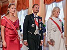 Norská princezna Ingrid Alexandra, korunní princ Haakon a korunní princezna...