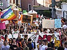 Protesty proti svatb Lauren Sanchezové a Jeffa Bezose v Benátkách (28. ervna...