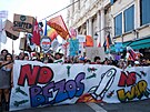 Protesty proti svatb Lauren Sanchezové a Jeffa Bezose v Benátkách (28. ervna...