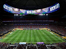 Pohled dovnit� Atlanta Stadium a na obrovskou LED obrazovku