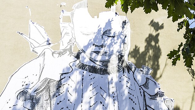 Mural, nazvan Tisc jeb, od umlkyn Toy Box. Na zdi Masarykova onkologickho stavu vydrel oproti pvodnm pedstavm jenom necel tden, ne se roztrhal. (27. ervna 2025)