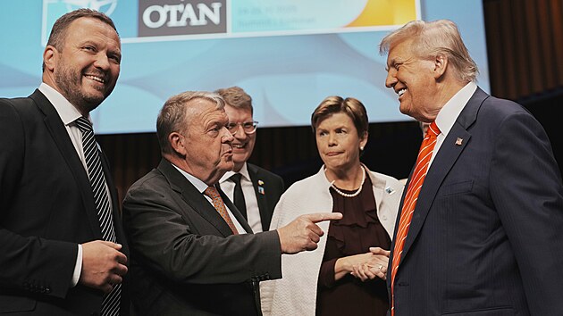 Prezident Donald Trump pichz na plenrn zasedn summitu NATO v nizozemskm Haagu. (25. ervna 2025)