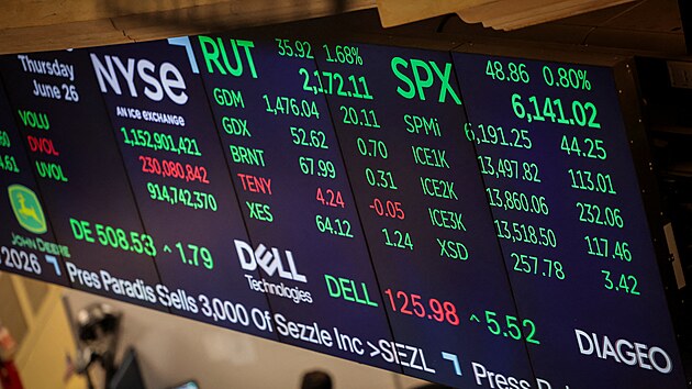 Obrazovka ukazuje obchodování s indexem S&P 500 po záv�re�ném zvon�ní na...