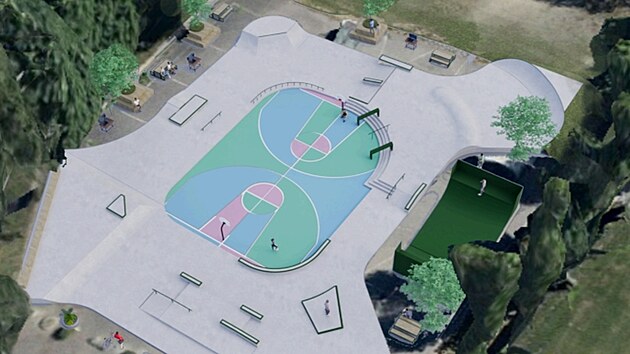 Tak bude skatepark vypadat po rekonstrukci.